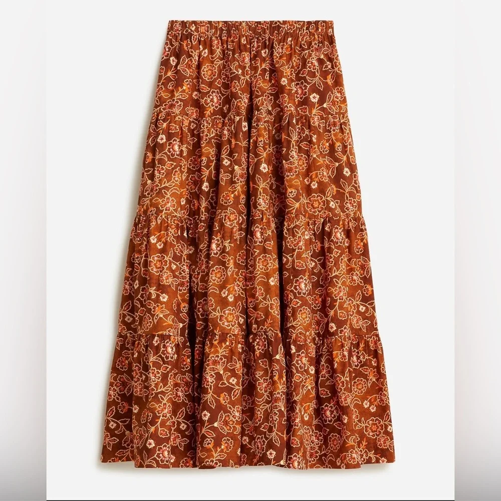 J. Crew Rust Floral Midi Skirt - Picture 1 of 5